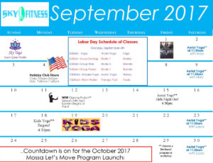 Sky Fitness September Calendar 2017 - Sky Fitness Chicago