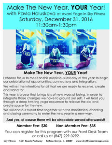 Sky Fitness Chicago - Events - New Years Eve - Pavla - Yoga Workshop