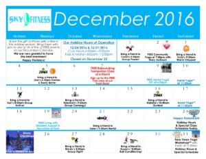 December Schedule - Sky Fitness