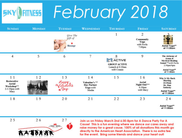 February Calendar 2018 - Sky Fitness Chicago